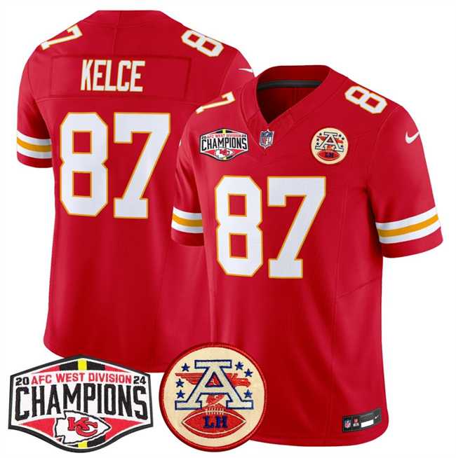 Men's Kansas City Chiefs #87 Travis Kelce Red F.U.S.E. 2024 AFC West Division Champions Vapor Limited Stitched Jersey,We sell and wholesale Men's Kansas City Chiefs #87 Travis Kelce Red F.U.S.E. 2024 AFC West Division Champions Vapor Limited Stitched Jersey on line form chian!